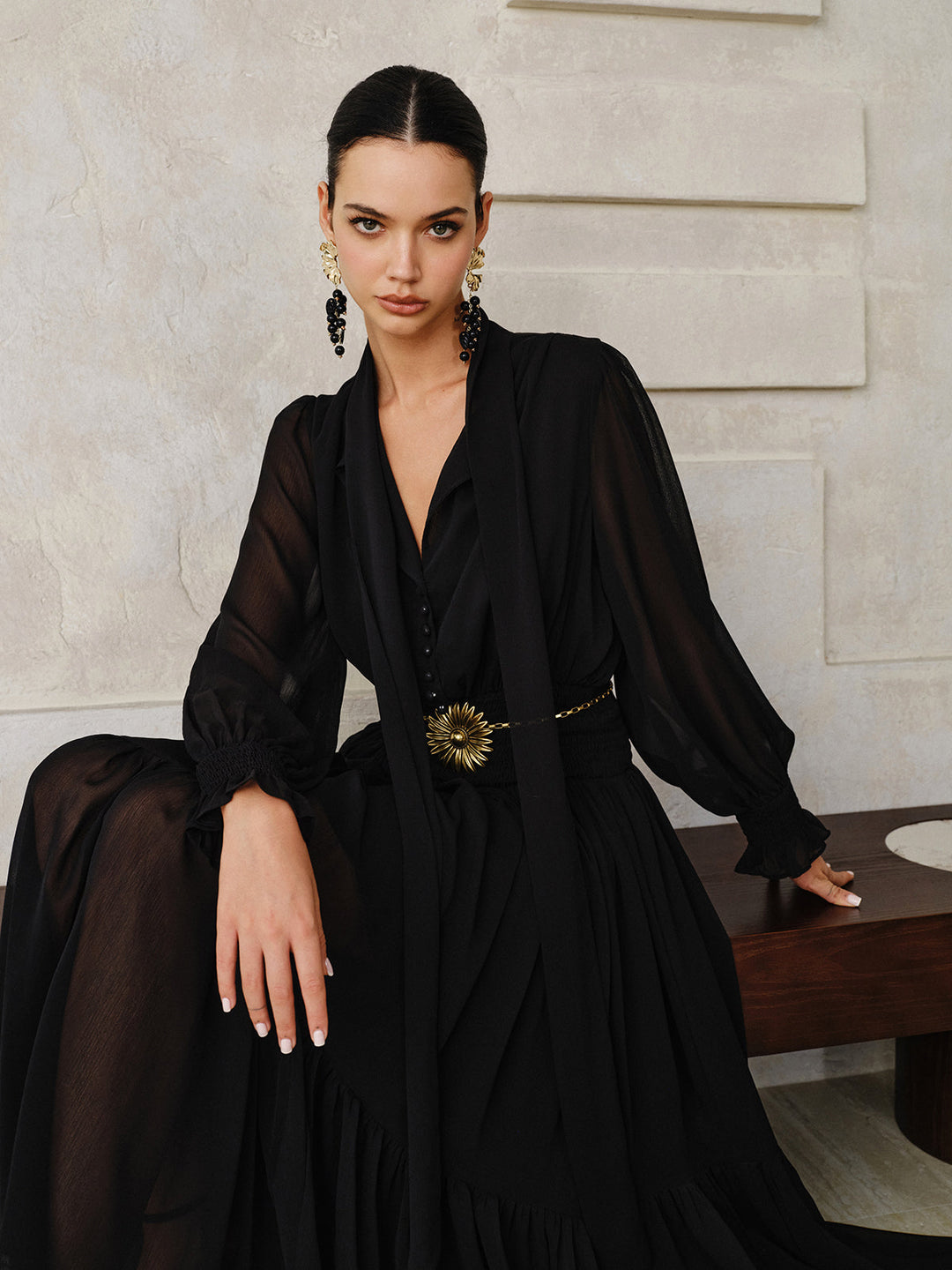 Chiffon Maxi Dresse with Scarf  Liora Lane Boutique Dresses