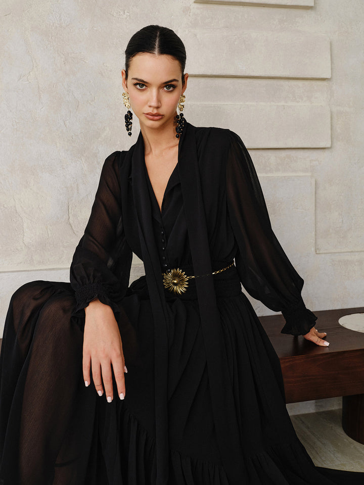 Chiffon Maxi Dresse with Scarf  Liora Lane Boutique Dresses