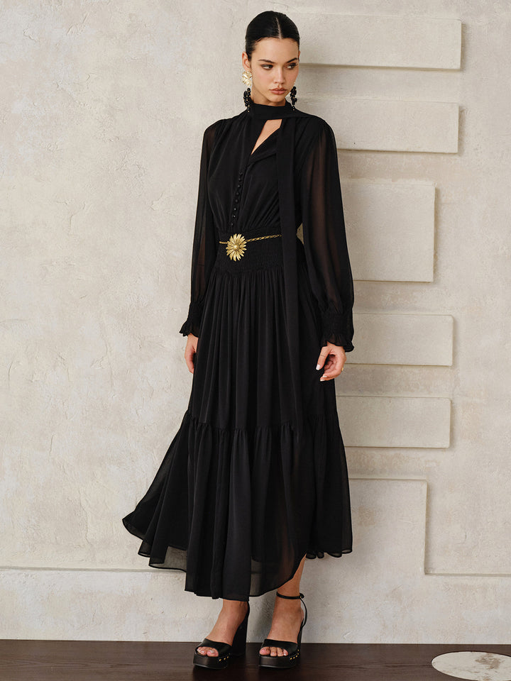 Chiffon Maxi Dresse with Scarf  Liora Lane Boutique Dresses