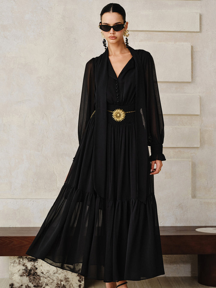 Chiffon Maxi Dresse with Scarf  Liora Lane Boutique Dresses