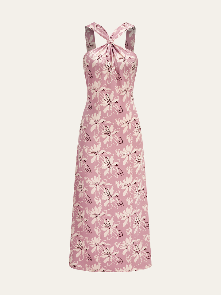 Halter Neck Floral Print Midi Dress  Liora Lane Boutique Dresses