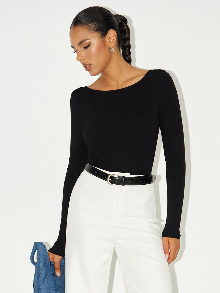 Bra-Free Long Sleeve Backless Bodysuit  Liora Lane Boutique Bodysuits