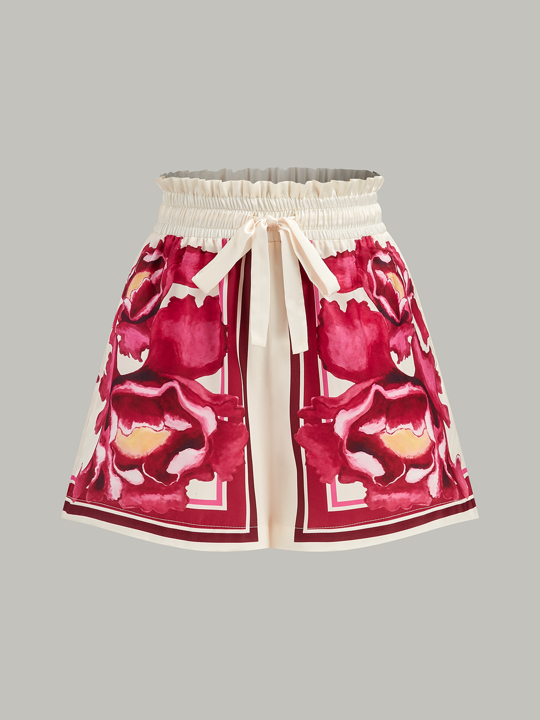 Floral Print Elastic Waistband Shorts  Liora Lane Boutique Shorts Fuchsia / XL 29.00