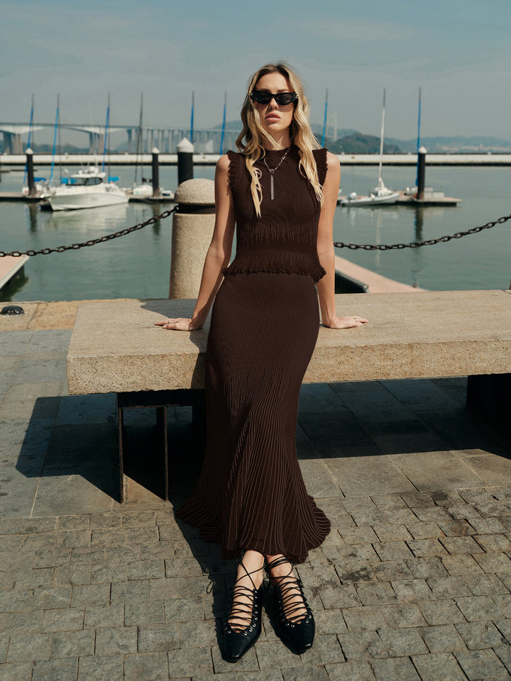 Mesh Panel Pleated Skirt  Liora Lane Boutique Sweater Skirts