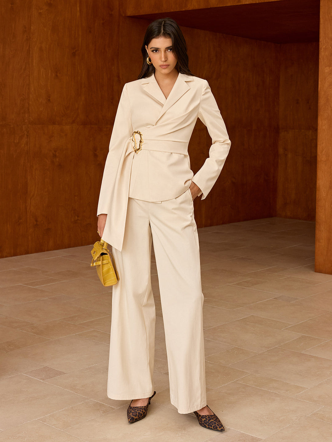 Asymmetric Belted Blazer  Liora Lane Boutique Blazers Apricot / XL 157.00