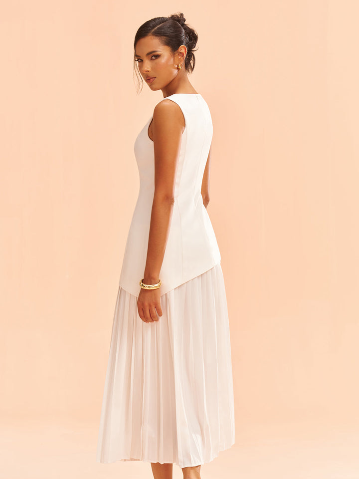 Sleeveless Asymmetric Pleated Midi Dress  Liora Lane Boutique Dresses