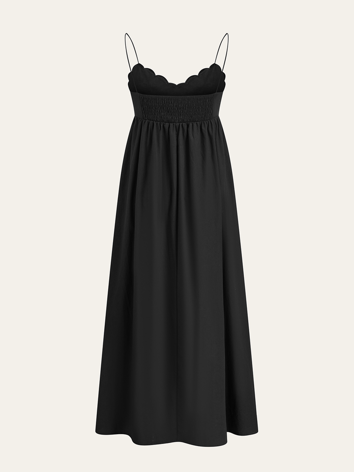 Embroidered Shirred Spaghetti Strap Long Dress  Liora Lane Boutique Dresses