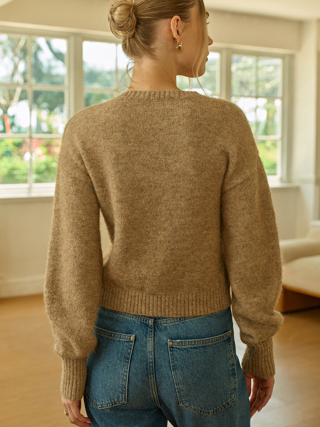 Triangle Button Wool Blend Cardigan  Liora Lane Boutique Cardigans