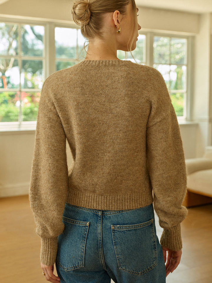 Triangle Button Wool Blend Cardigan  Liora Lane Boutique Cardigans