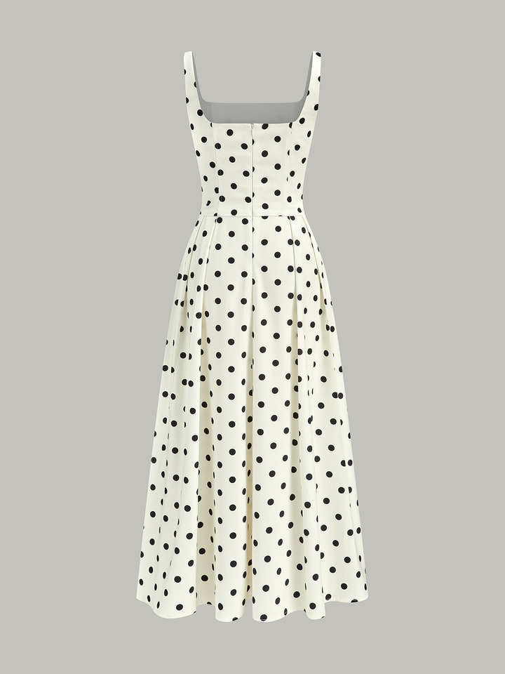 Polka Dot Square Neck Maxi Dress  Liora Lane Boutique Dresses