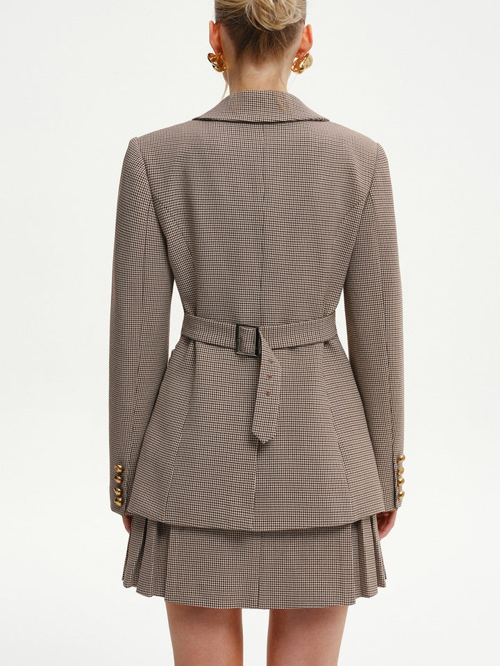 Houndstooth Metal Button Blazer  Liora Lane Boutique Blazers