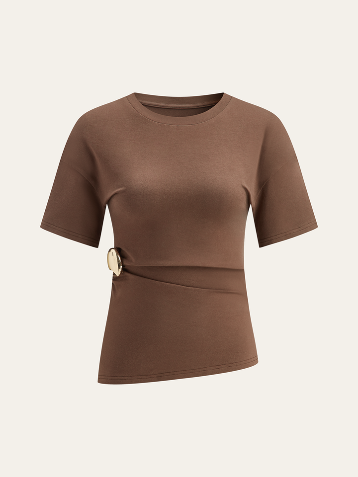 Asymmetric Short-Sleeved Top  Liora Lane Boutique T-Shirts