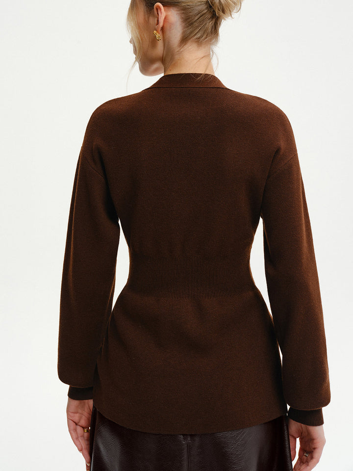 Wool-Blend V-Neck Button-Down Cardigan  Liora Lane Boutique Cardigans