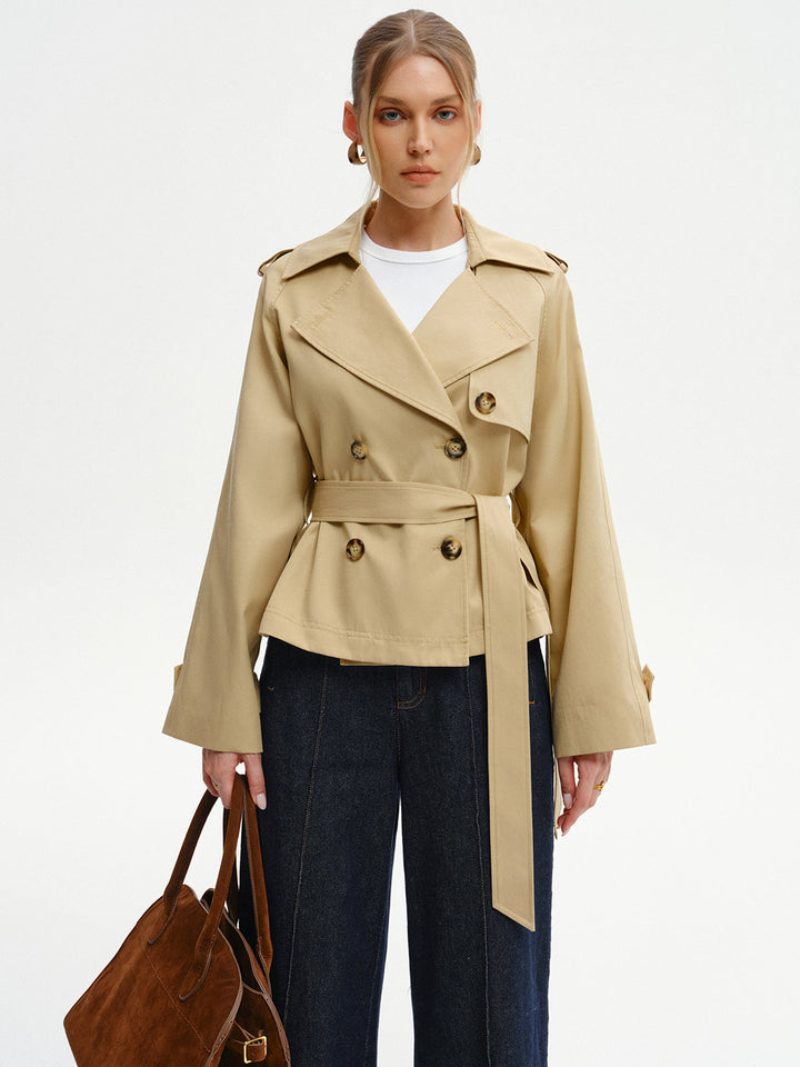 Double-Breasted Belted Trench Coat  Liora Lane Boutique Trench Coats