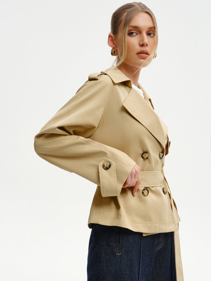 Double-Breasted Belted Trench Coat  Liora Lane Boutique Trench Coats