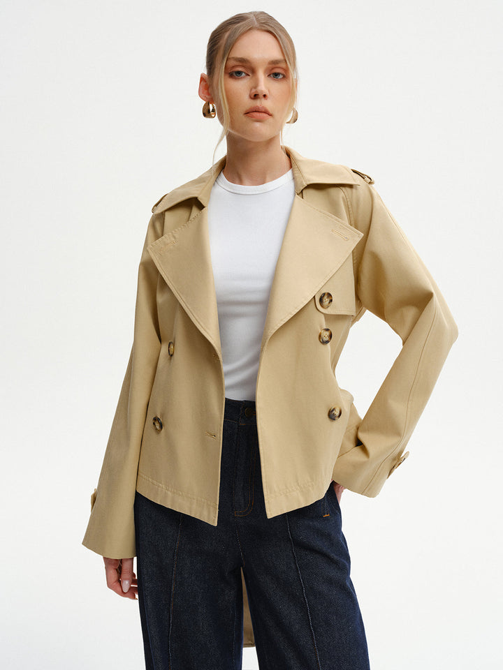 Double-Breasted Belted Trench Coat  Liora Lane Boutique Trench Coats