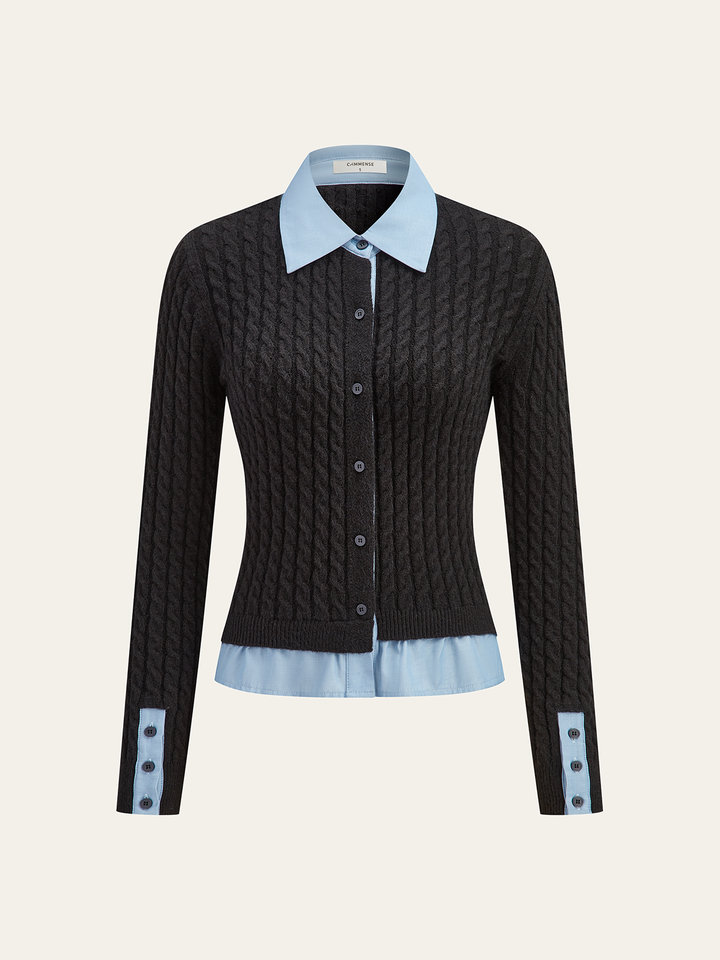 2 in1 Paneled Cable-Knit Cardigan  Liora Lane Boutique Cardigans