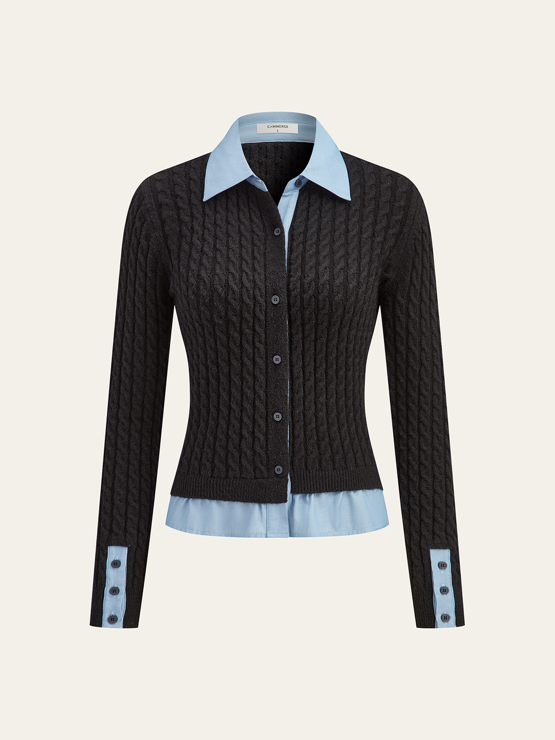 2 in1 Paneled Cable-Knit Cardigan  Liora Lane Boutique Cardigans Black / XL 59.00