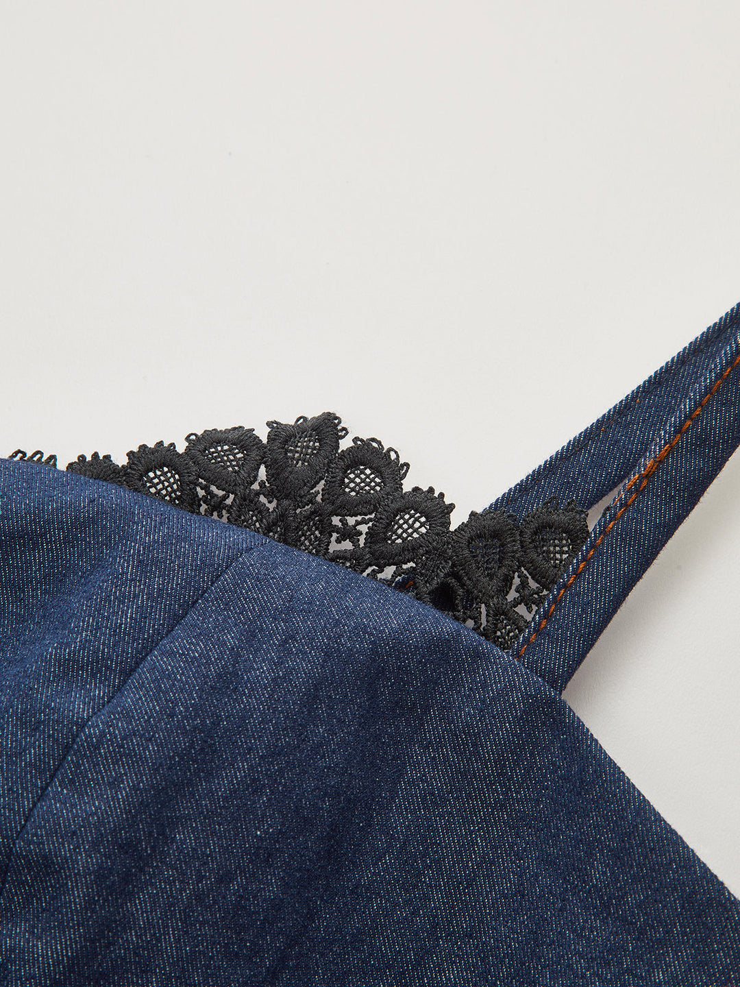 Lace Trim Denim Cami Maxi Dress  Liora Lane Boutique Dresses