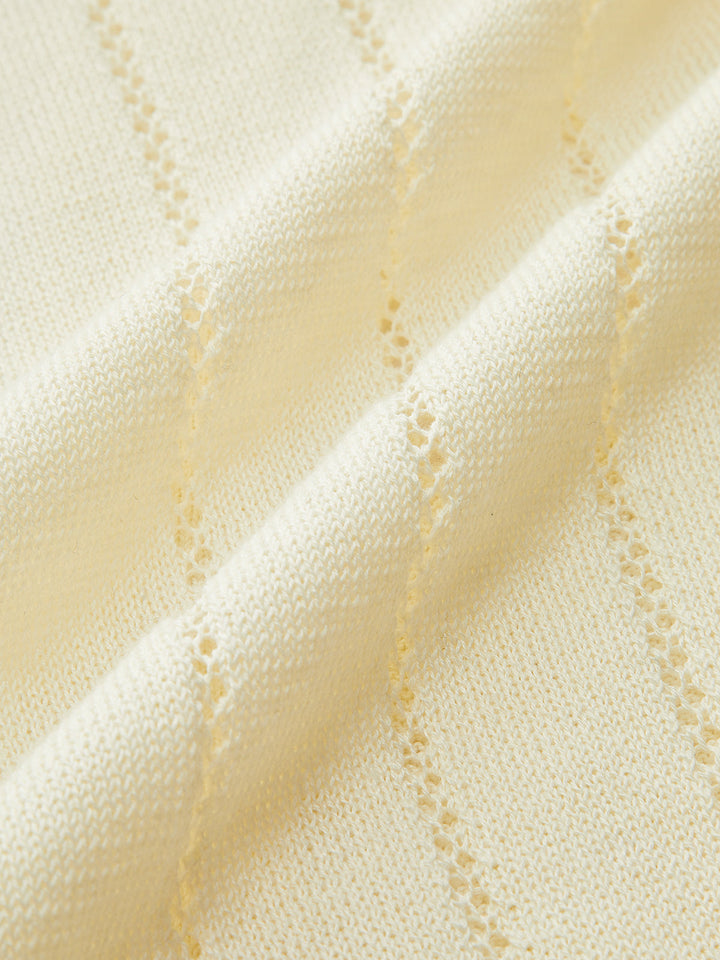 Eyelet-Striped Waist-Cinched Knit Cardigan  Liora Lane Boutique Cardigans