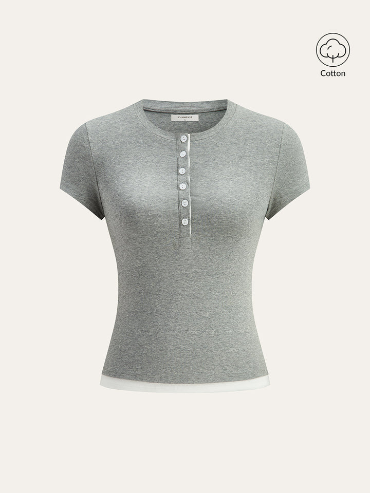 2 in 1 Layered Hem Short Sleeved T-Shirt  Liora Lane Boutique T-Shirts