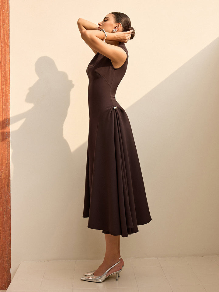 Asymmetrical Neck Cap Sleeve Maxi Dress  Liora Lane Boutique Dresses