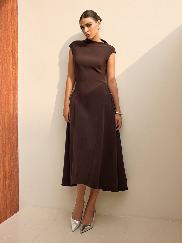 Asymmetrical Neck Cap Sleeve Maxi Dress  Liora Lane Boutique Dresses