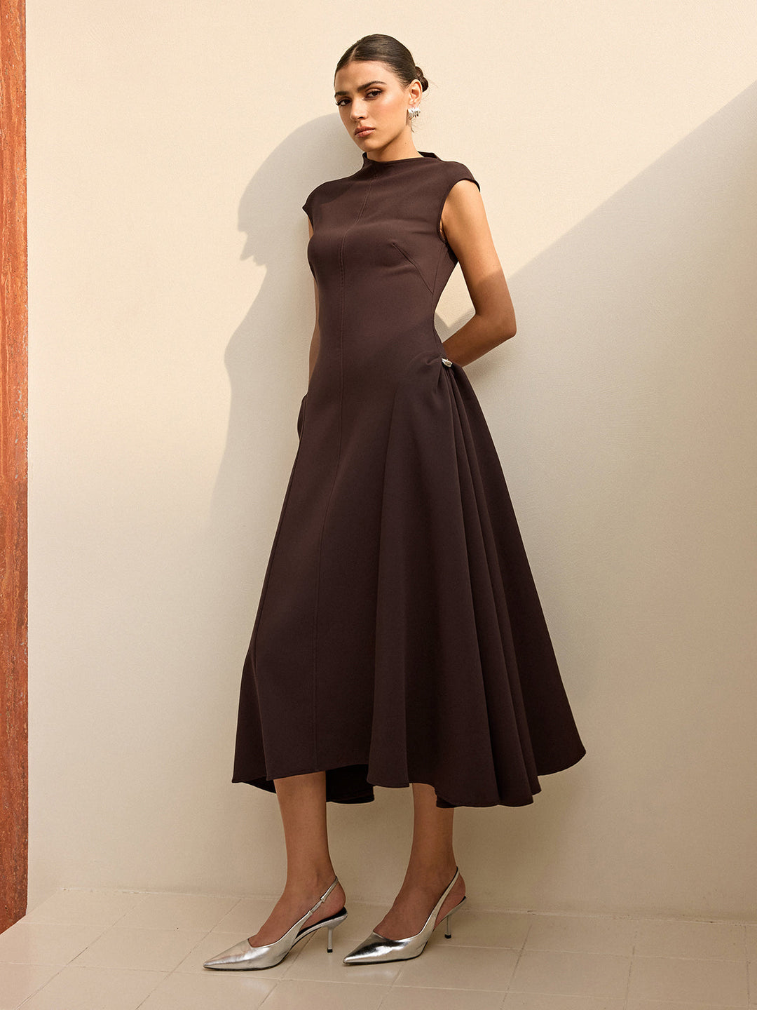 Asymmetrical Neck Cap Sleeve Maxi Dress  Liora Lane Boutique Dresses