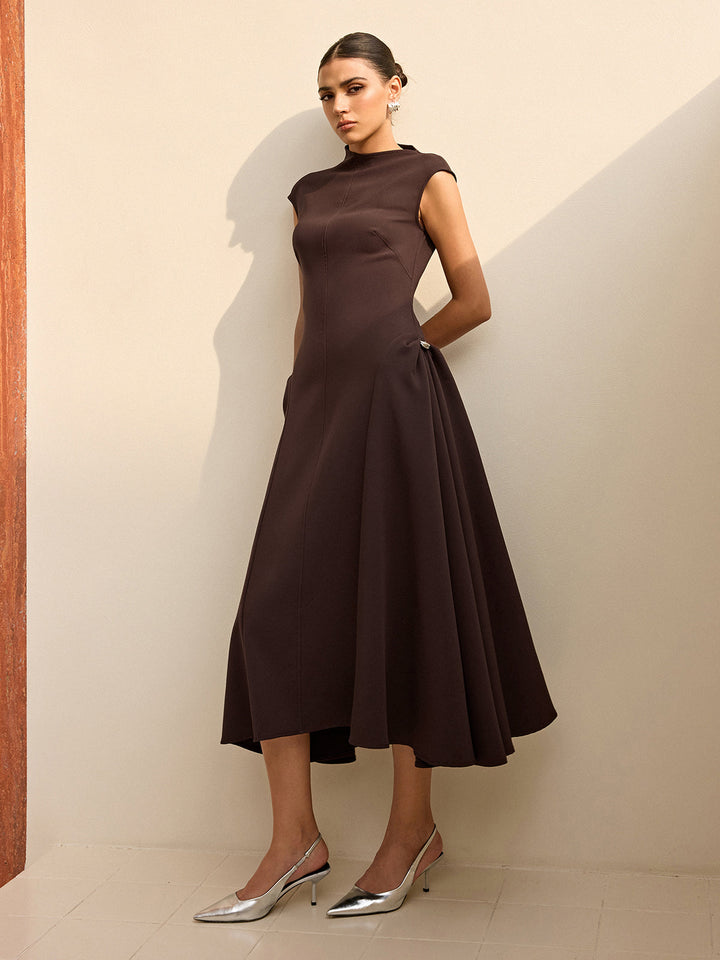 Asymmetrical Neck Cap Sleeve Maxi Dress  Liora Lane Boutique Dresses