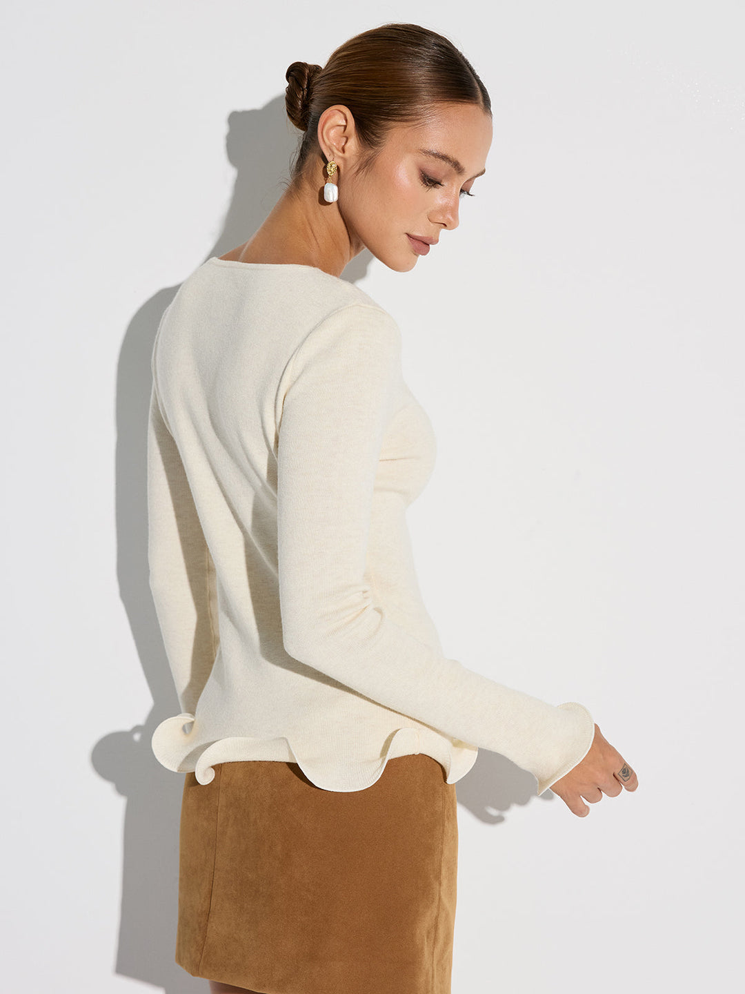 3D Floral Ruffled Hem Knit Top  Liora Lane Boutique Knit Tops