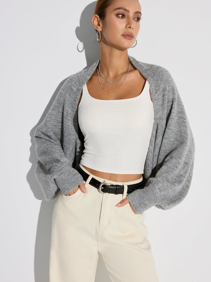 Wool Blend Oversized Batwing Sleeve Cardigan  Liora Lane Boutique Cardigans Light Grey / XL 44.00