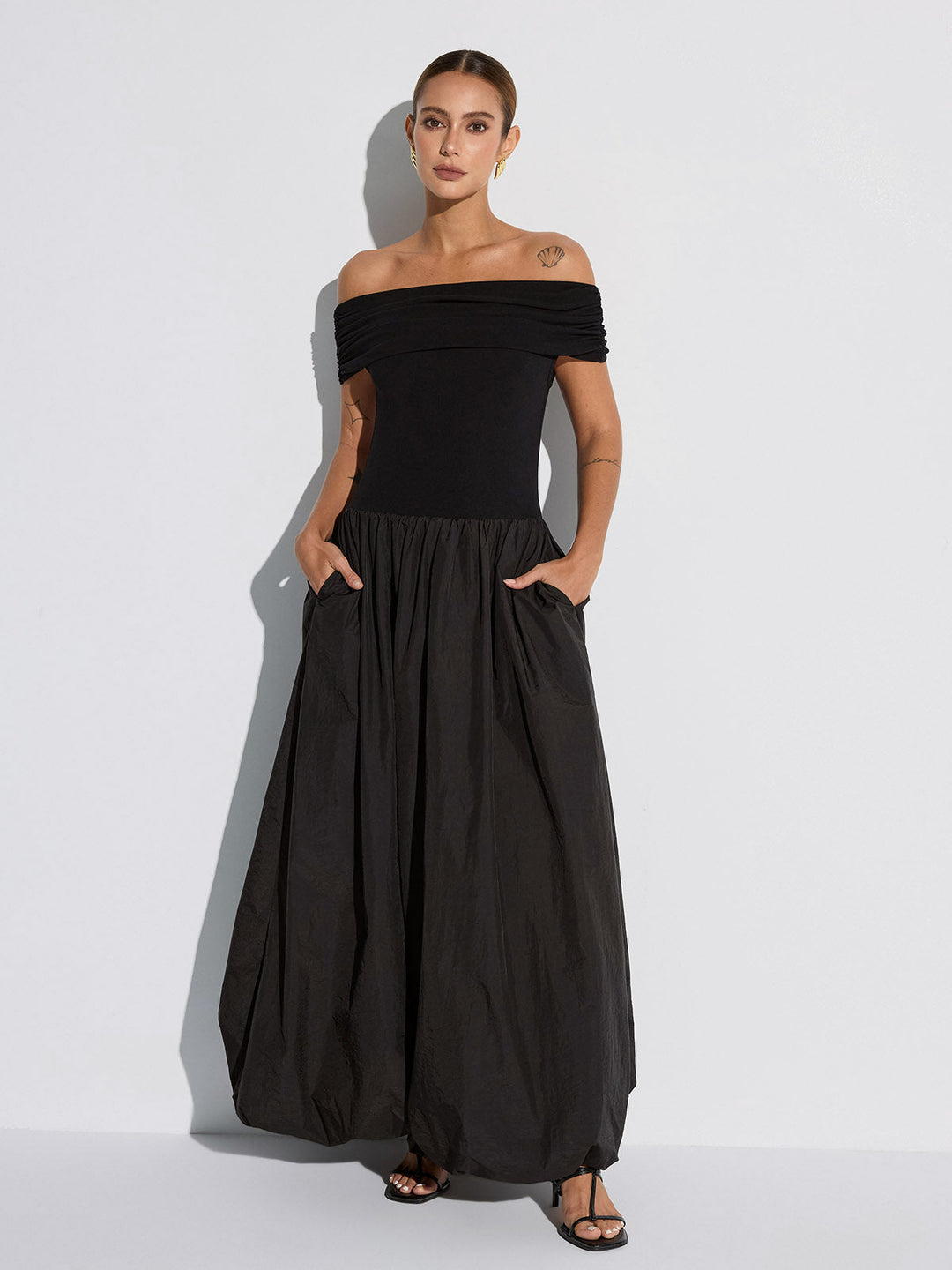 Off-Shoulder Pocket Maxi Dress  Liora Lane Boutique Dresses
