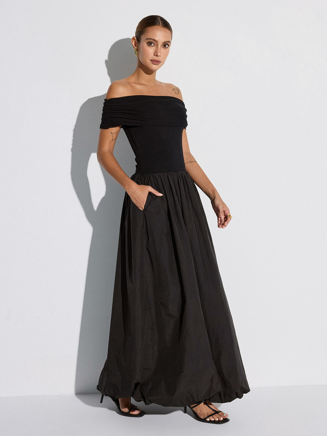 Off-Shoulder Pocket Maxi Dress  Liora Lane Boutique Dresses