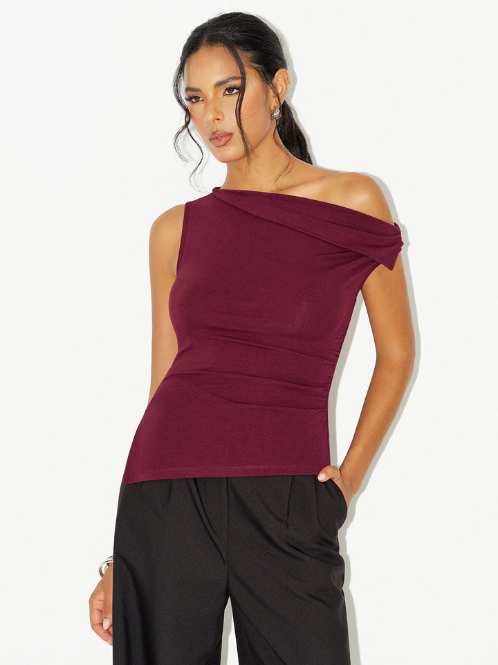 Asymmetric Off-Shoulder Ruched T-Shirt  Liora Lane Boutique T-Shirts