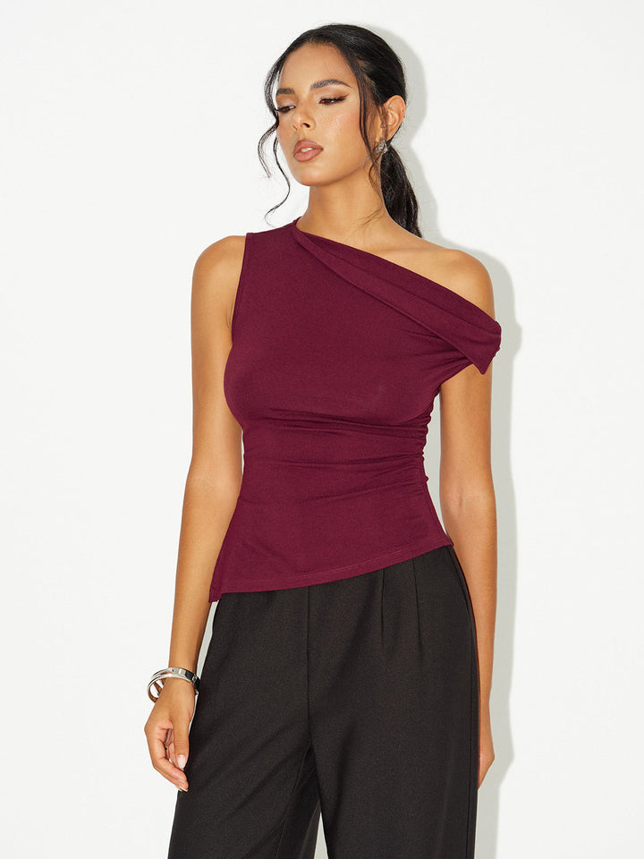 Asymmetric Off-Shoulder Ruched T-Shirt  Liora Lane Boutique T-Shirts