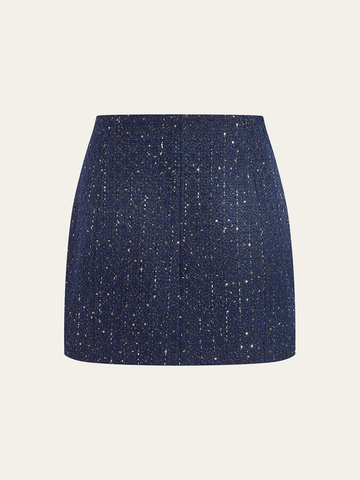 Sequin Tweed Mini Skirt with Decor Pocket  Liora Lane Boutique Skirts