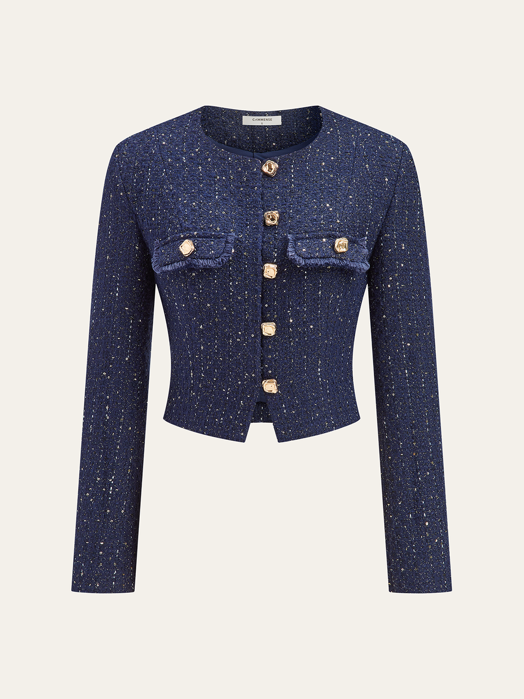 Metal Button Sequin Tweed Blazer  Liora Lane Boutique Blazers