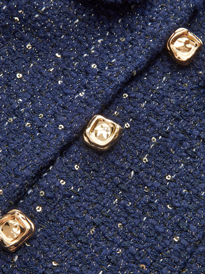 Metal Button Sequin Tweed Blazer  Liora Lane Boutique Blazers