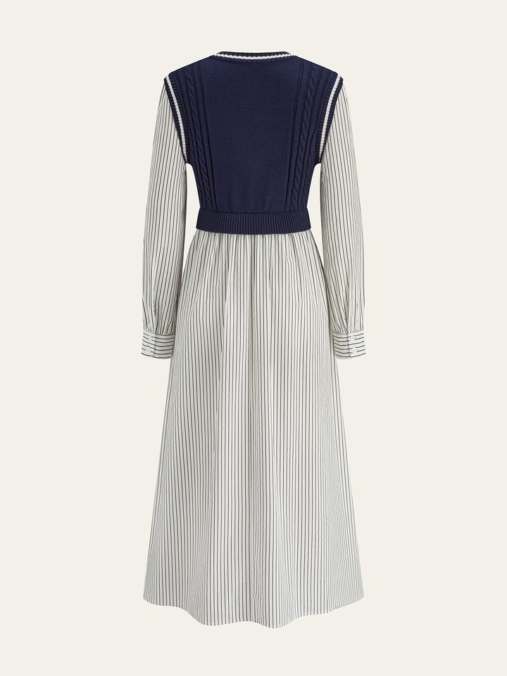 2 in 1 Cable-Knit Paneled Striped Midi Dress  Liora Lane Boutique Sweater Dresses