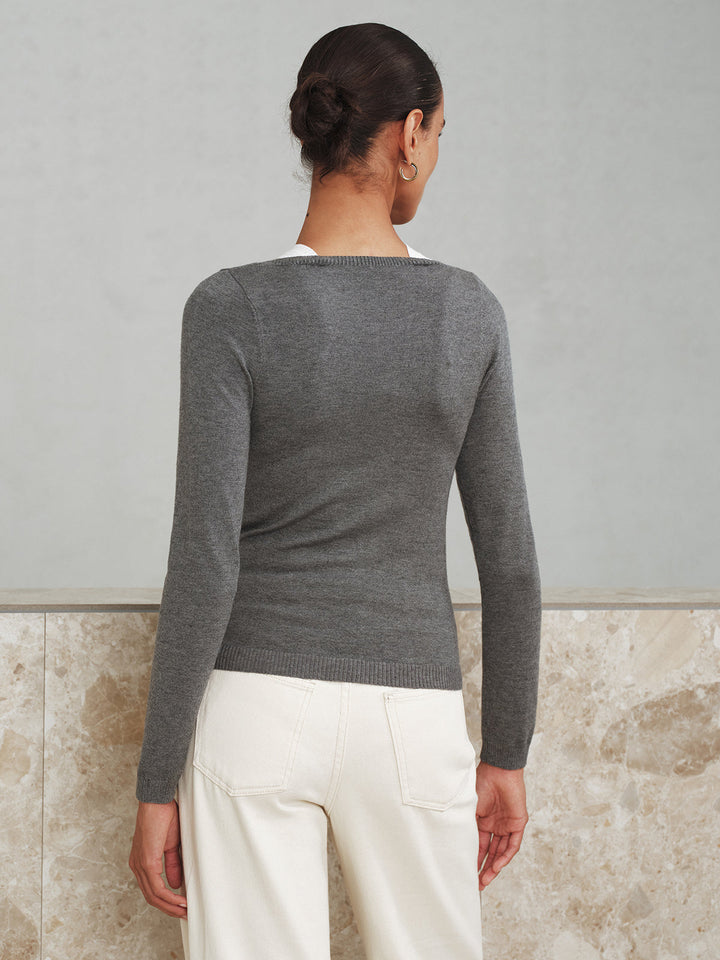 2 in 1 Wool-Blend Layered Cut-Out Knit Top  Liora Lane Boutique Knit Tops