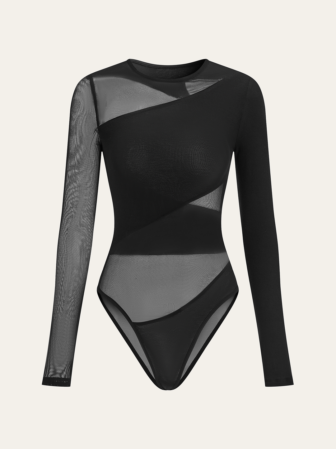 Sheer Mesh Panel Long Sleeve Bodysuit  Liora Lane Boutique Bodysuits