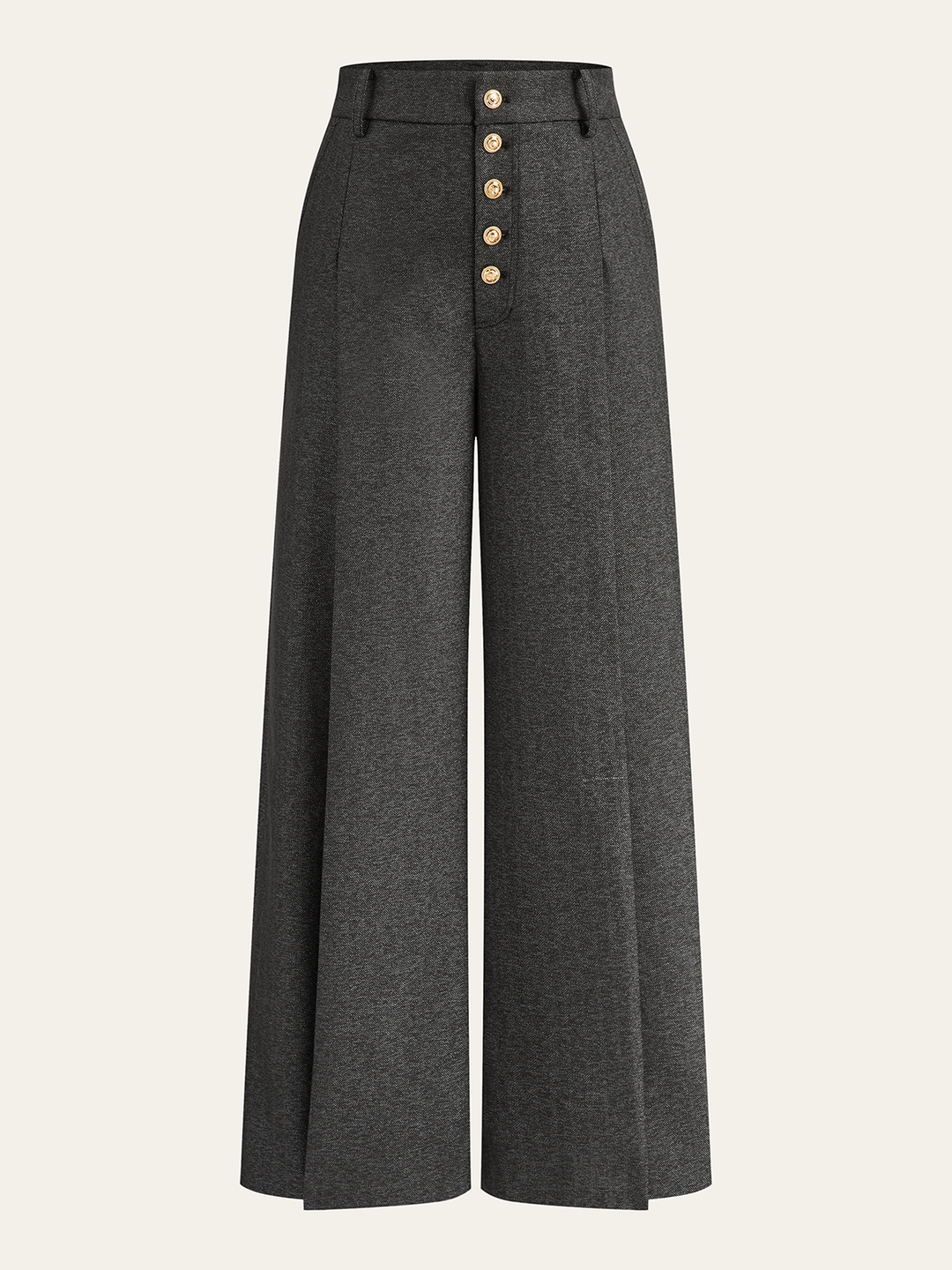 High-Waisted Button-Front Wide-Leg Pants  Liora Lane Boutique Pants Grey / XL 68.00