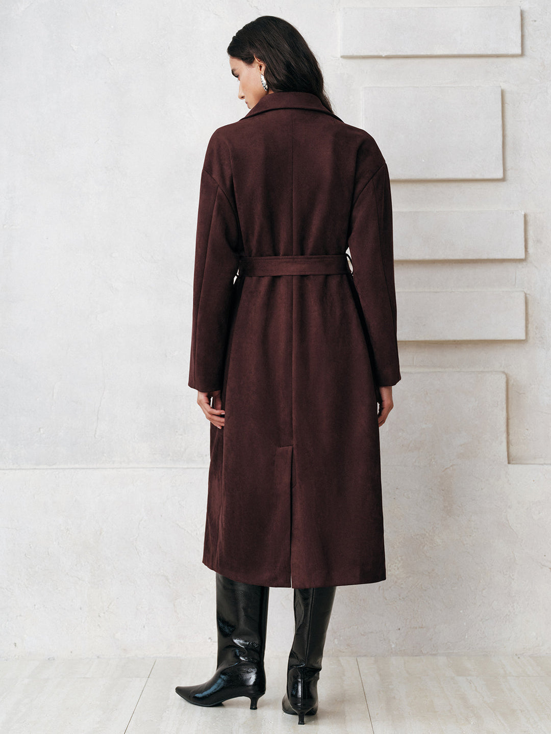Suede Belted Long Trench Coat  Liora Lane Boutique Trench Coats