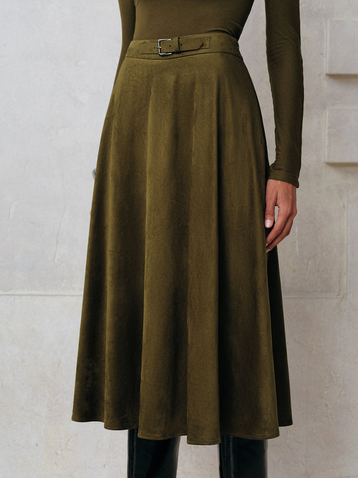 Suede A-Line Midi Skirt  Liora Lane Boutique Skirts