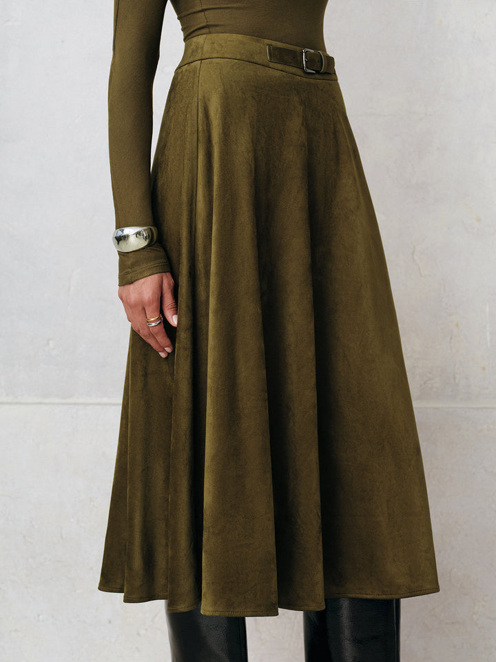Suede A-Line Midi Skirt  Liora Lane Boutique Skirts