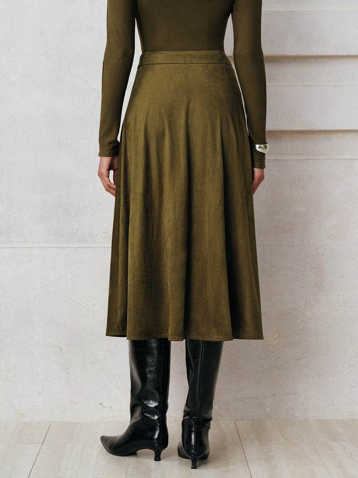 Suede A-Line Midi Skirt  Liora Lane Boutique Skirts