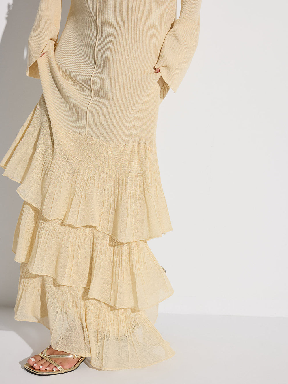 Layered Ruffled Hem Knit Maxi Dress  Liora Lane Boutique Dresses