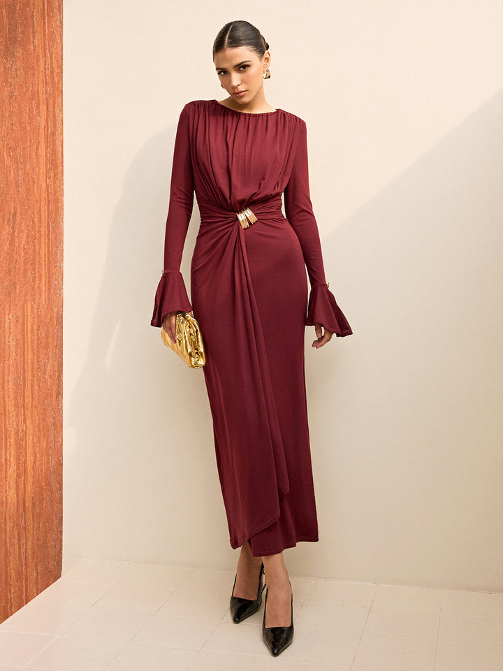Long-Sleeve Draped Maxi Dress  Liora Lane Boutique Dresses