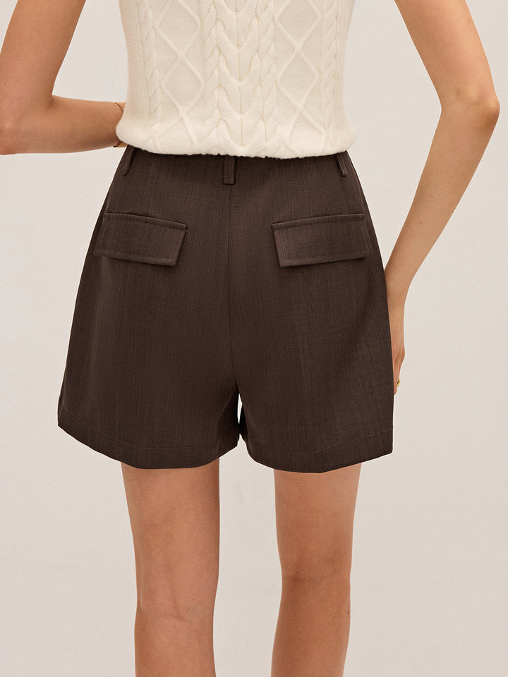 Pleated Mid-Waist Shorts without Belt  Liora Lane Boutique Shorts