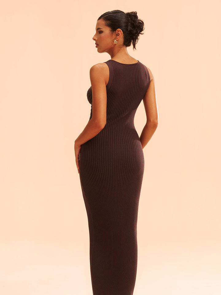 Ribbed Knit Cut-Out Bodycon Midi Dress  Liora Lane Boutique Dresses